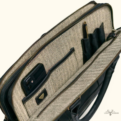 Exekutive Jefferson Leder-Planentasche - Limitierte Edition Schwarz Eleganz