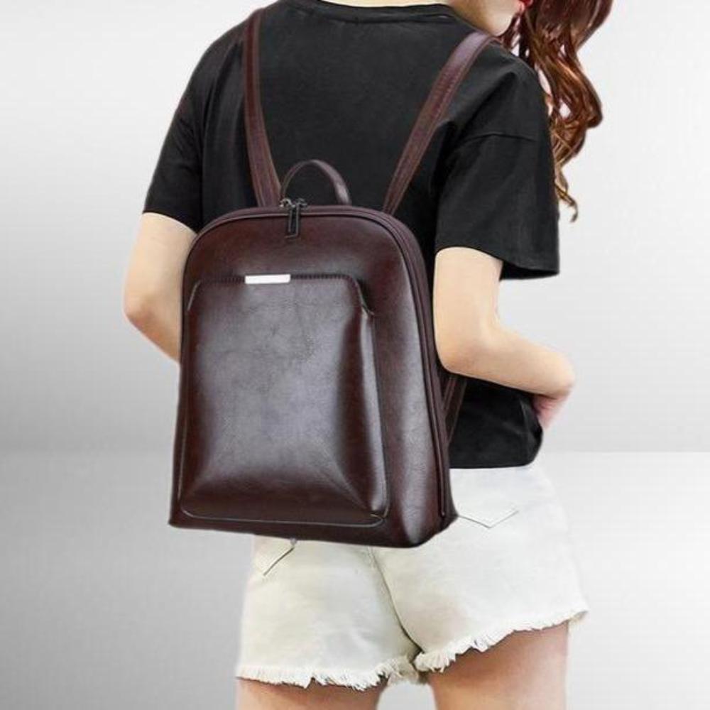 Eleganter Doppelreißverschluss-Rucksack im klassischen Stil