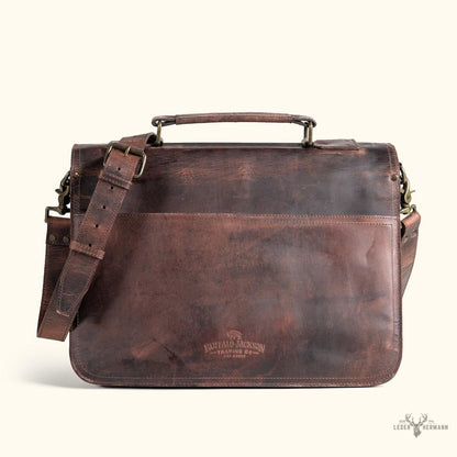 Roosevelt Leder-Arbeitsrechner in dunkler Eichen-Finish