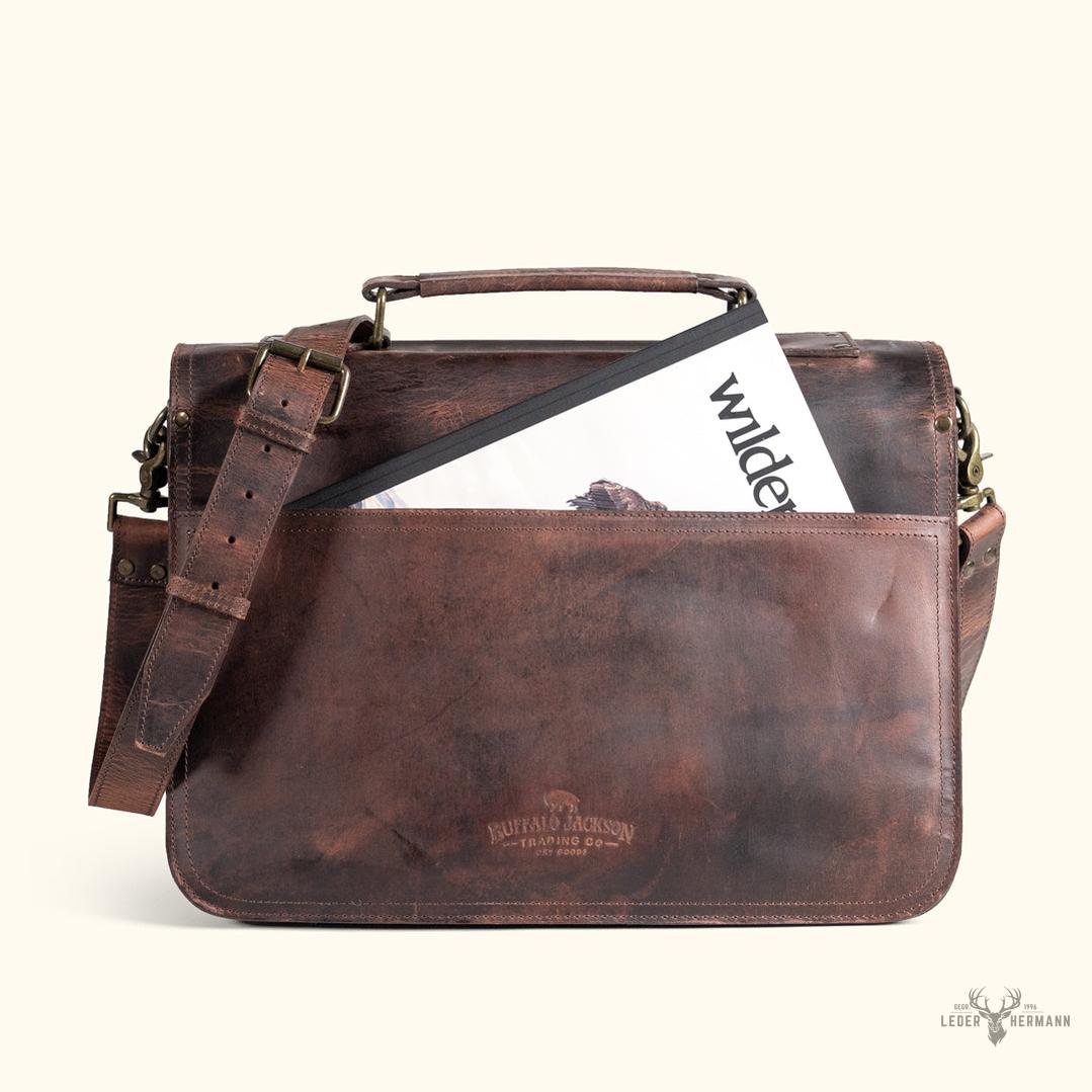 Roosevelt Leder-Arbeitsrechner in dunkler Eichen-Finish