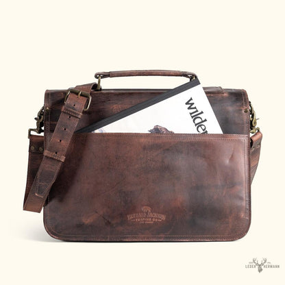Roosevelt Leder-Arbeitsrechner in dunkler Eichen-Finish