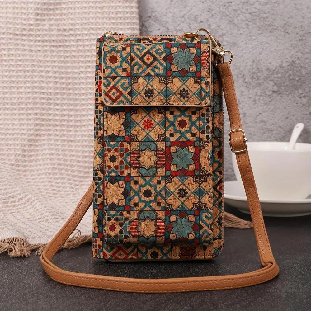 Lila Boho Blumen-Kreuzbody-Geldbörse – Stilvoll und kompakt für den Alltag