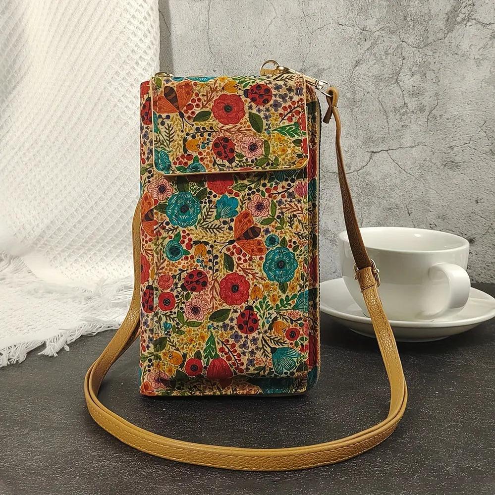 Lila Boho Blumen-Kreuzbody-Geldbörse – Stilvoll und kompakt für den Alltag