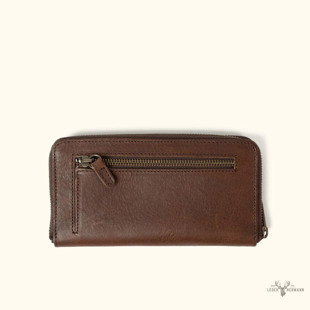Elegante Madison Leder-Geldbörse für das Handgelenk in Rich Dark Hazelnut