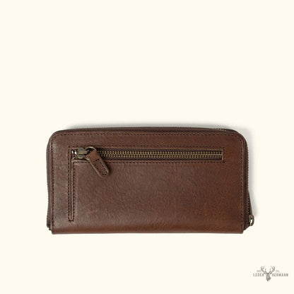Elegante Madison Leder-Geldbörse für das Handgelenk in Rich Dark Hazelnut