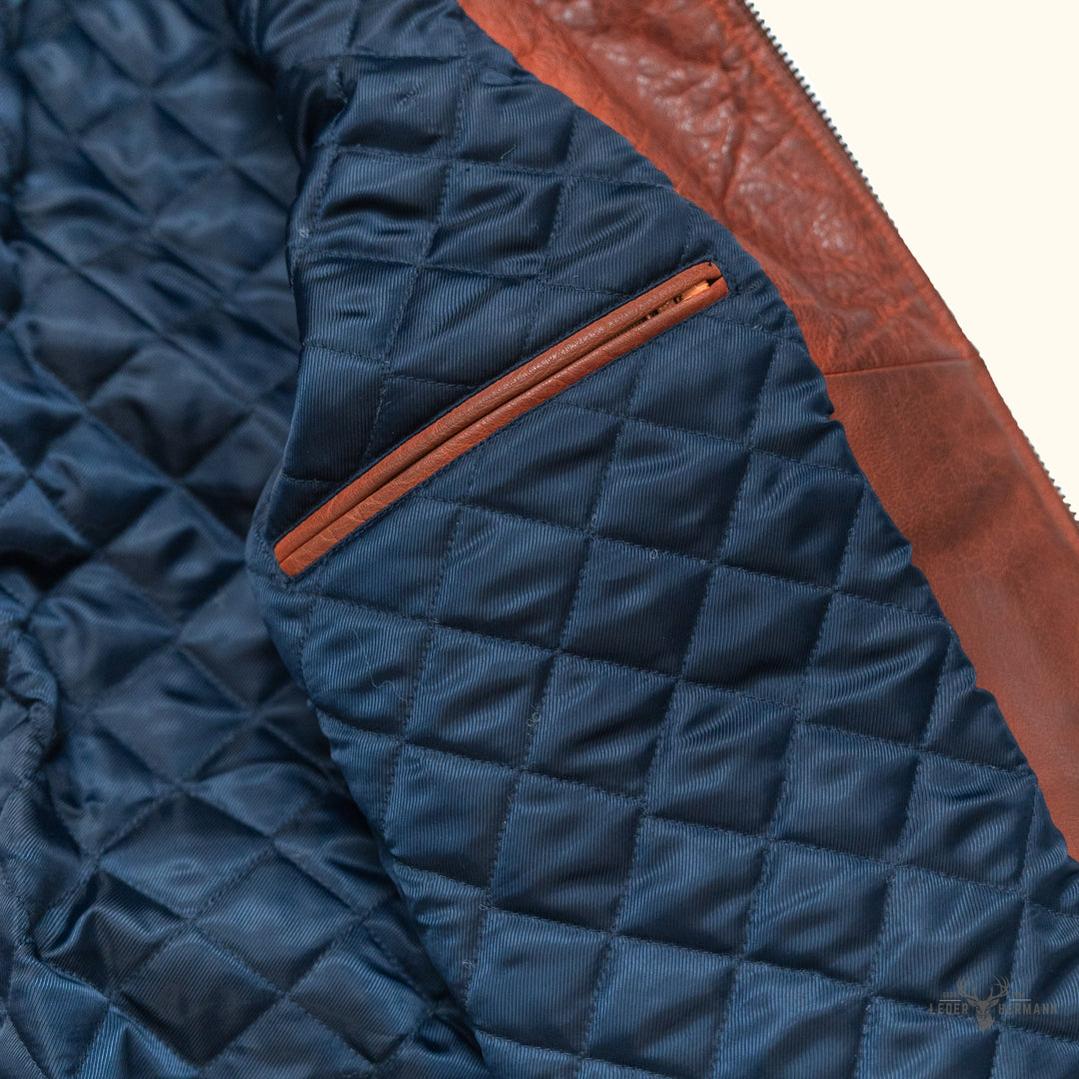 Limitierte Edition Maverick Leder-Bomberjacke in Reichem Büffel-Textur Braun