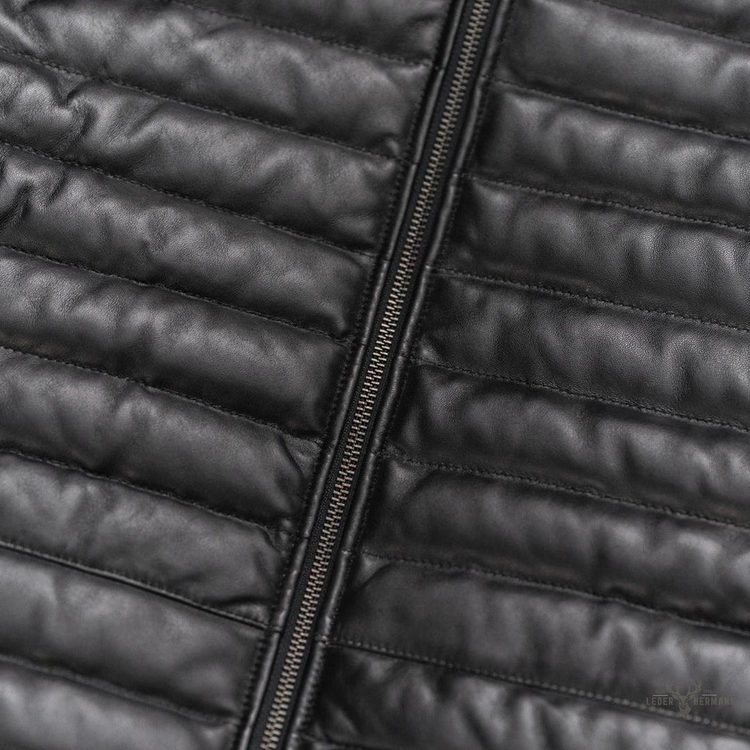 Bridger Leder Daunenjacke – Stilvolle und Warme Schwarze Oberbekleidung