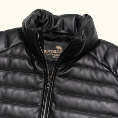 Bridger Leder Daunenweste in Elegantem Schwarz – Komfort und Stil Perfekt Kombiniert