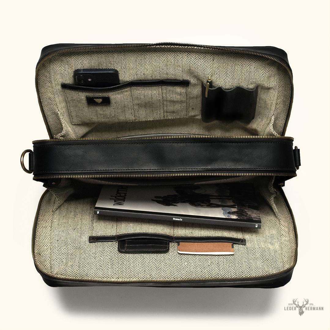 Limitierte Edition Jefferson Ledertasche | Schwarz