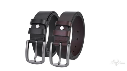 2 Stück Luxus Rundleder-Gürtel Set - Schwarz & Dunkelbraun, Vollleder, Langlebig und Elegant für Herren