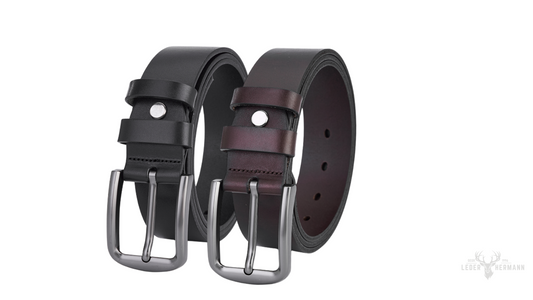 2 Stück Luxus Rundleder-Gürtel Set - Schwarz & Dunkelbraun, Vollleder, Langlebig und Elegant für Herren