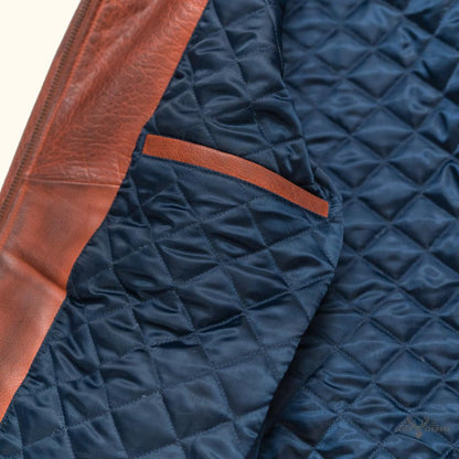 Limitierte Edition Maverick Leder-Bomberjacke in Reichem Büffel-Textur Braun