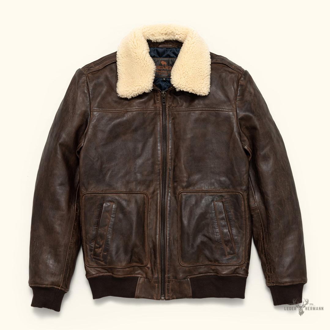 Maverick Lederjacke Bomber | Braune Sercé mit Vintage-Effekt