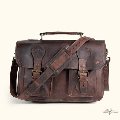 Roosevelt Leder-Arbeitsrechner in dunkler Eichen-Finish