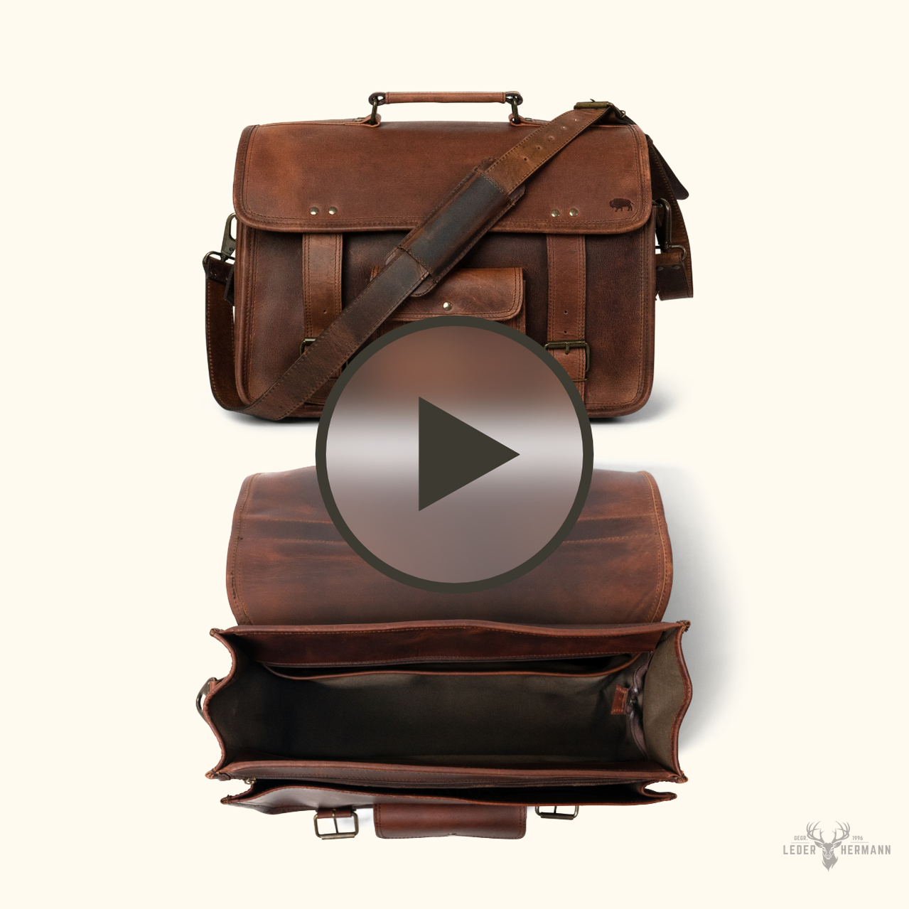 Buffalo-Lederrucksack für Laptop mit dunkler Polsterung Roosevelt