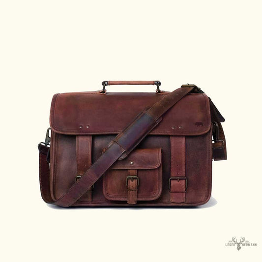 Buffalo-Lederrucksack für Laptop mit dunkler Polsterung Roosevelt
