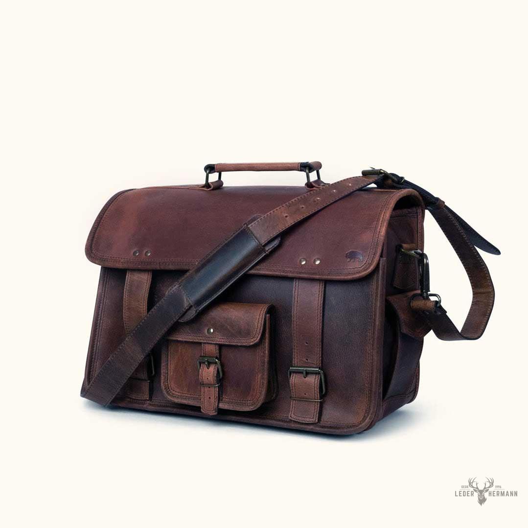 Buffalo-Lederrucksack für Laptop mit dunkler Polsterung Roosevelt
