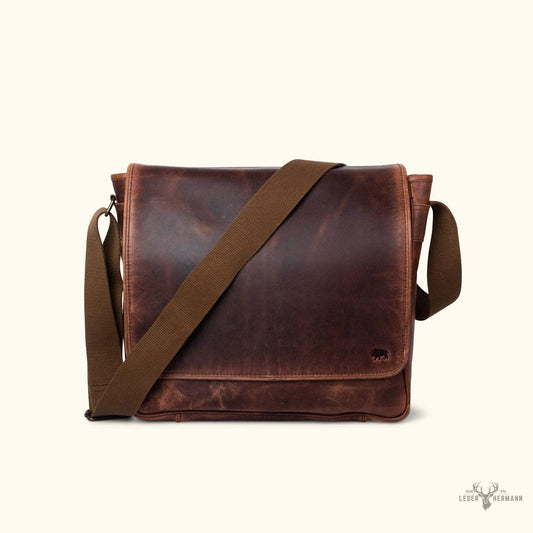 Roosevelt Büffelleder Messenger-Tasche | Eleganter Dunkler Holz