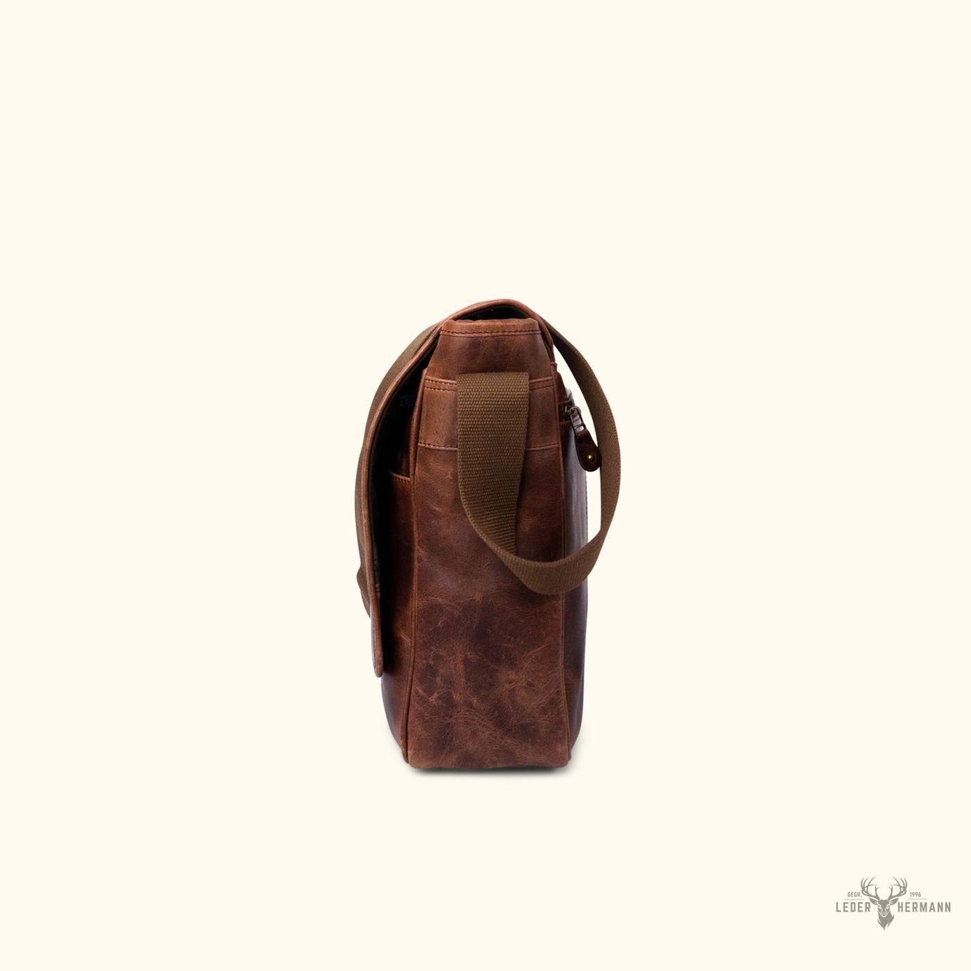 Roosevelt Büffelleder Messenger-Tasche | Eleganter Dunkler Holz