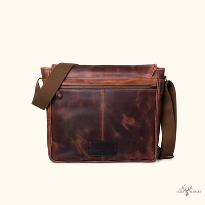 Roosevelt Büffelleder Messenger-Tasche | Eleganter Dunkler Holz