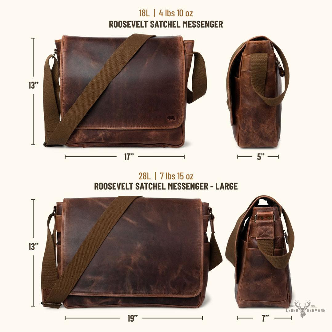 Roosevelt Büffelleder Messenger-Tasche | Eleganter Dunkler Holz
