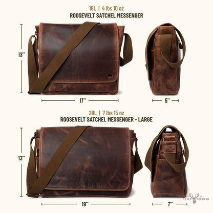 Roosevelt Büffelleder Messenger-Tasche | Eleganter Dunkler Holz