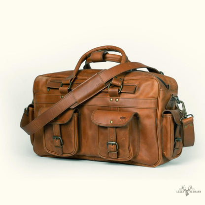 Großer Roosevelt Bullenleder Pilotenrucksack – Großes Fassungsvermögen, Bernsteinbraun