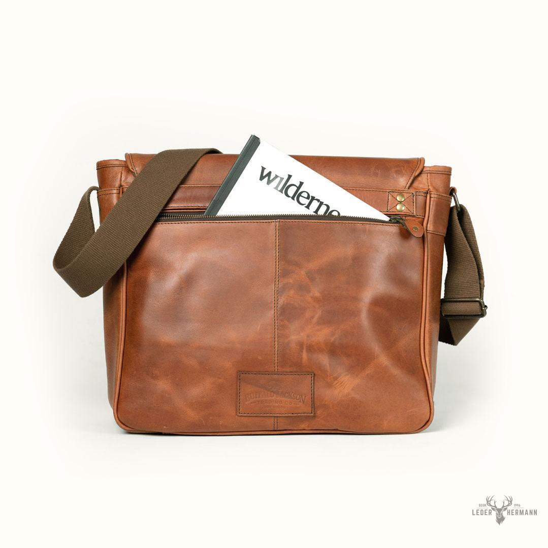 Roosevelt Büffelleder Umhängetasche aus Leder – Eleganz Amber Braun