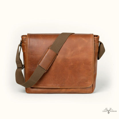 Roosevelt Büffelleder Umhängetasche aus Leder – Eleganz Amber Braun