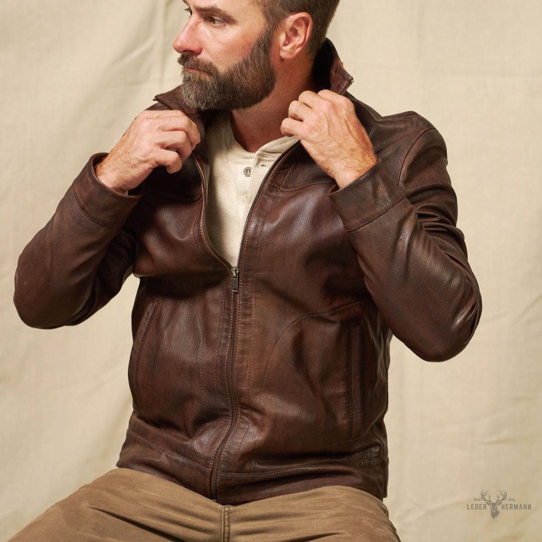 Trachtenartige Sedona Leichte Lederjacke in Ironwood Braun für Eleganten Komfort