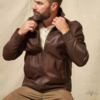 Trachtenartige Sedona Leichte Lederjacke in Ironwood Braun für Eleganten Komfort