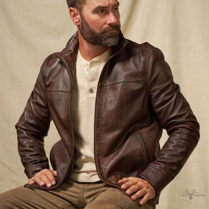 Trachtenartige Sedona Leichte Lederjacke in Ironwood Braun für Eleganten Komfort