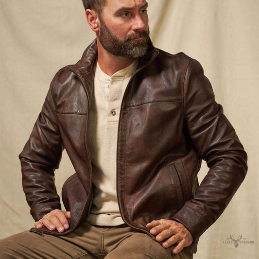 Trachtenartige Sedona Leichte Lederjacke in Ironwood Braun für Eleganten Komfort