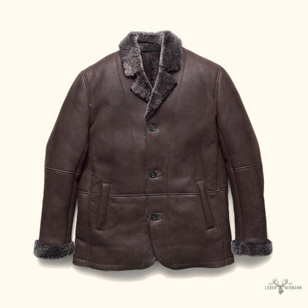 Wärmende Wildlederjacke Big Sky mit Lammfell | Espresso-Braun
