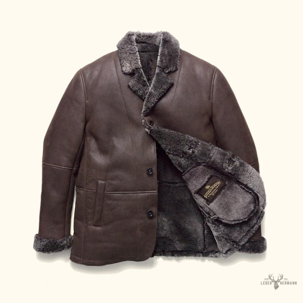 Wärmende Wildlederjacke Big Sky mit Lammfell | Espresso-Braun