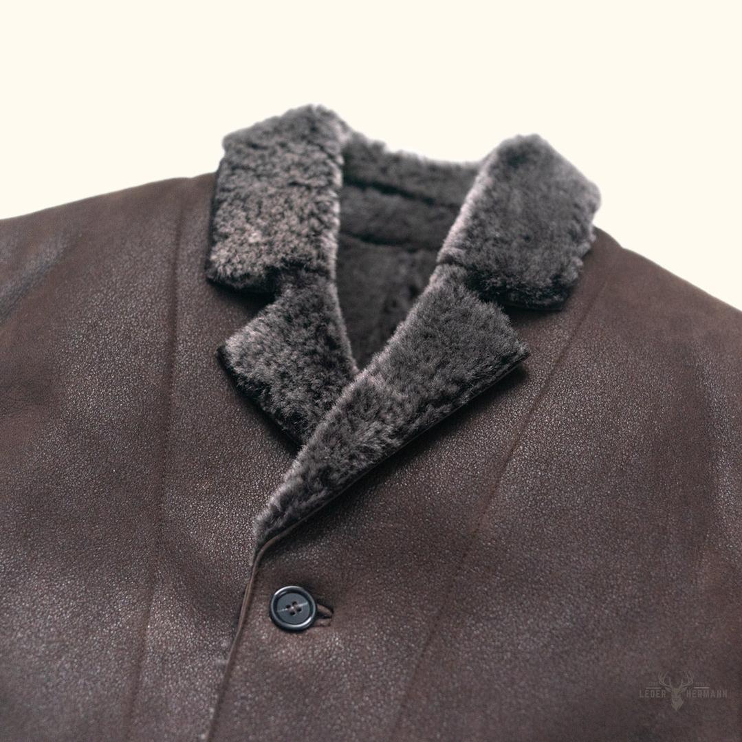 Wärmende Wildlederjacke Big Sky mit Lammfell | Espresso-Braun