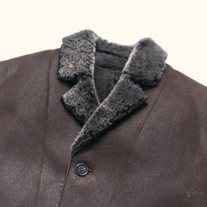 Wärmende Wildlederjacke Big Sky mit Lammfell | Espresso-Braun