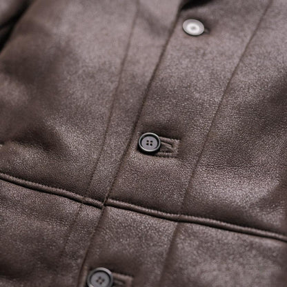 Wärmende Wildlederjacke Big Sky mit Lammfell | Espresso-Braun