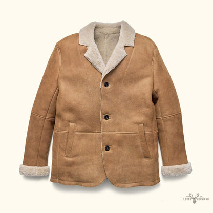 Leder- und Shearling-Blazer Big Sky – Wärmende Eleganz in Sandbraun