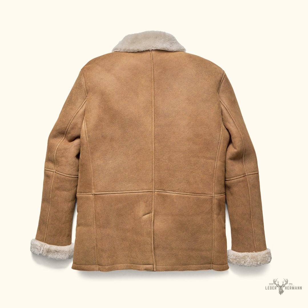 Leder- und Shearling-Blazer Big Sky – Wärmende Eleganz in Sandbraun
