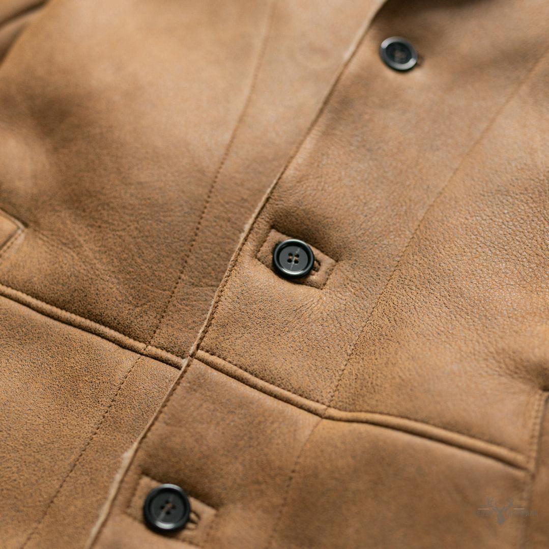 Leder- und Shearling-Blazer Big Sky – Wärmende Eleganz in Sandbraun