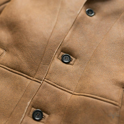Leder- und Shearling-Blazer Big Sky – Wärmende Eleganz in Sandbraun