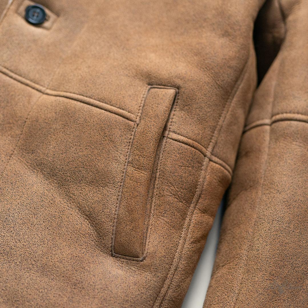 Leder- und Shearling-Blazer Big Sky – Wärmende Eleganz in Sandbraun