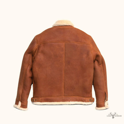Lederjacke im Shearling-Stil Bombardier - Elegant in Whiskey-Braun