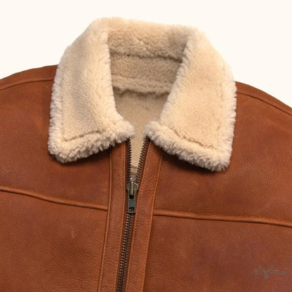 Lederjacke im Shearling-Stil Bombardier - Elegant in Whiskey-Braun