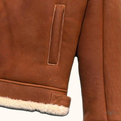 Lederjacke im Shearling-Stil Bombardier - Elegant in Whiskey-Braun