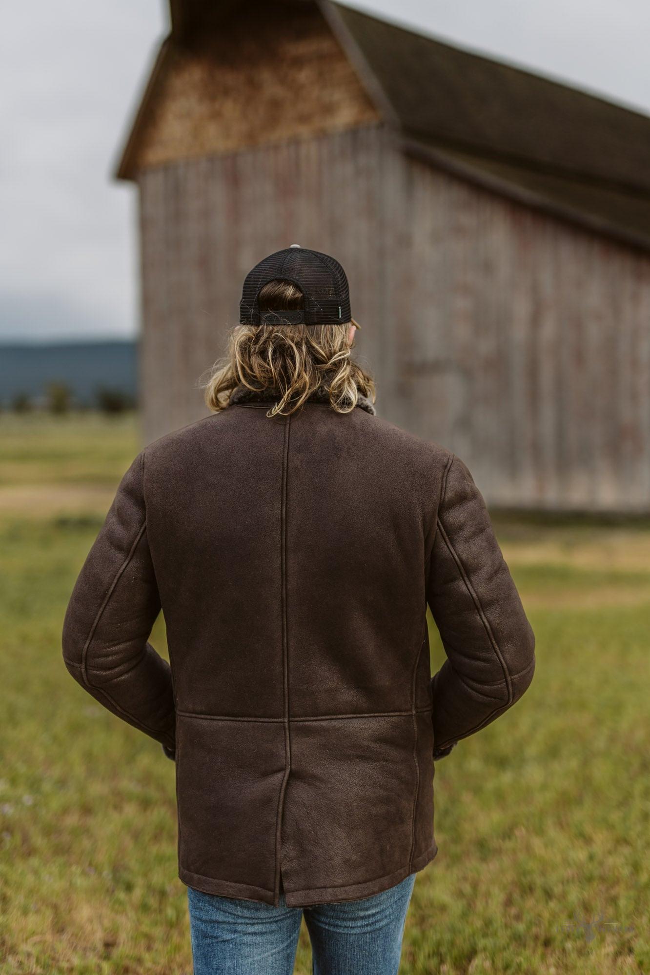 Wärmende Wildlederjacke Big Sky mit Lammfell | Espresso-Braun