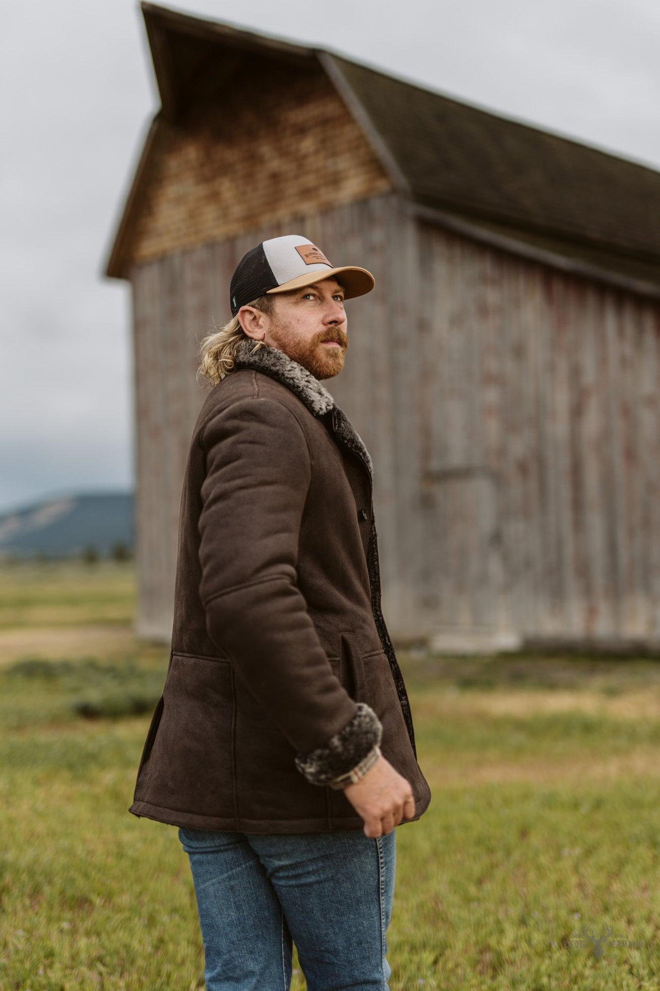 Wärmende Wildlederjacke Big Sky mit Lammfell | Espresso-Braun