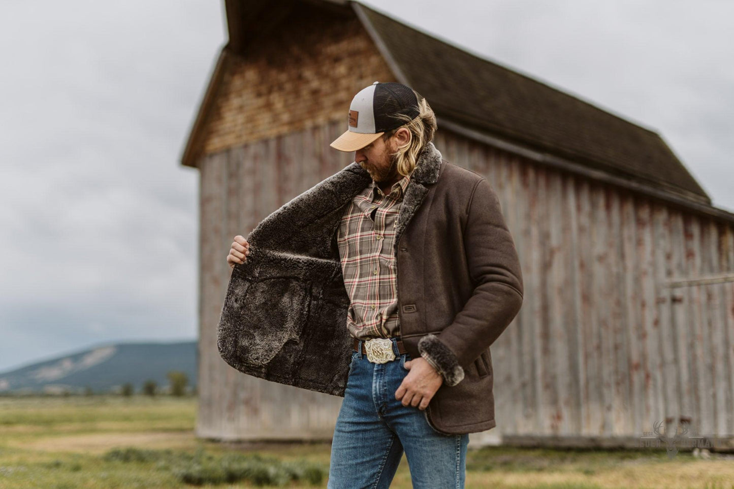 Wärmende Wildlederjacke Big Sky mit Lammfell | Espresso-Braun