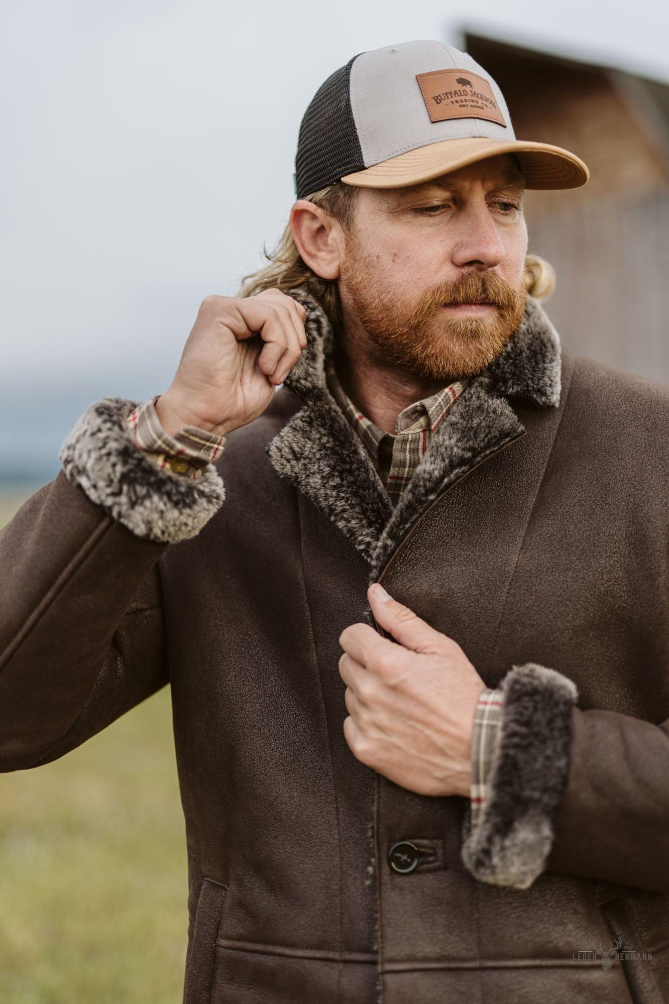 Wärmende Wildlederjacke Big Sky mit Lammfell | Espresso-Braun